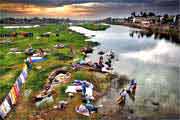 Early Laundry at the Vaigai River, Madurai Tamilnadu
